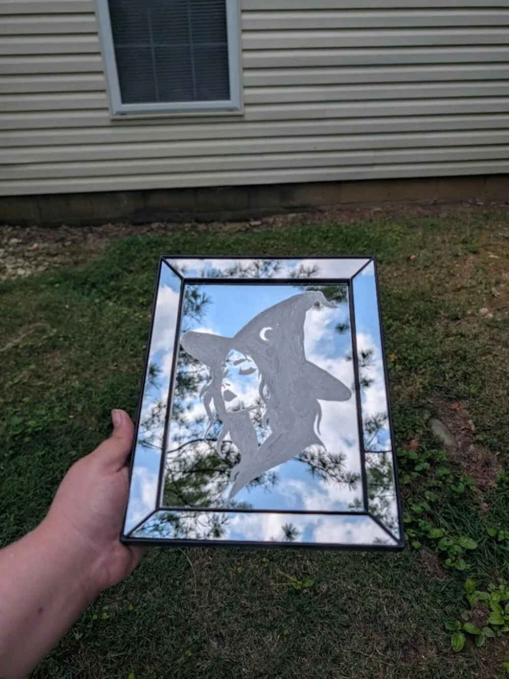 Hand Engraved Witch Mirror Witchy Gothic Decor